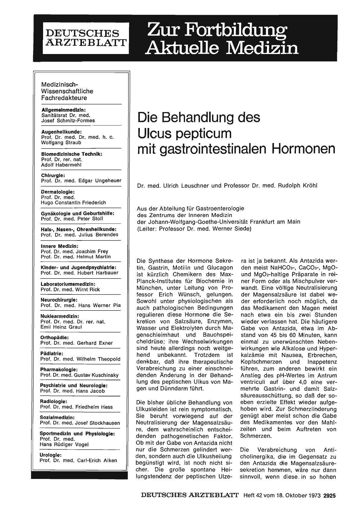 Vorschauseite 1: Die Behandlung des Ulcus pepticum mit gastrointestinalen Hormonen