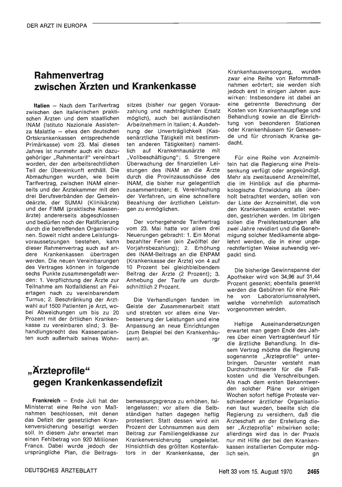 Vorschauseite 1: „Ärzteprofile” gegen Krankenkassendefizit