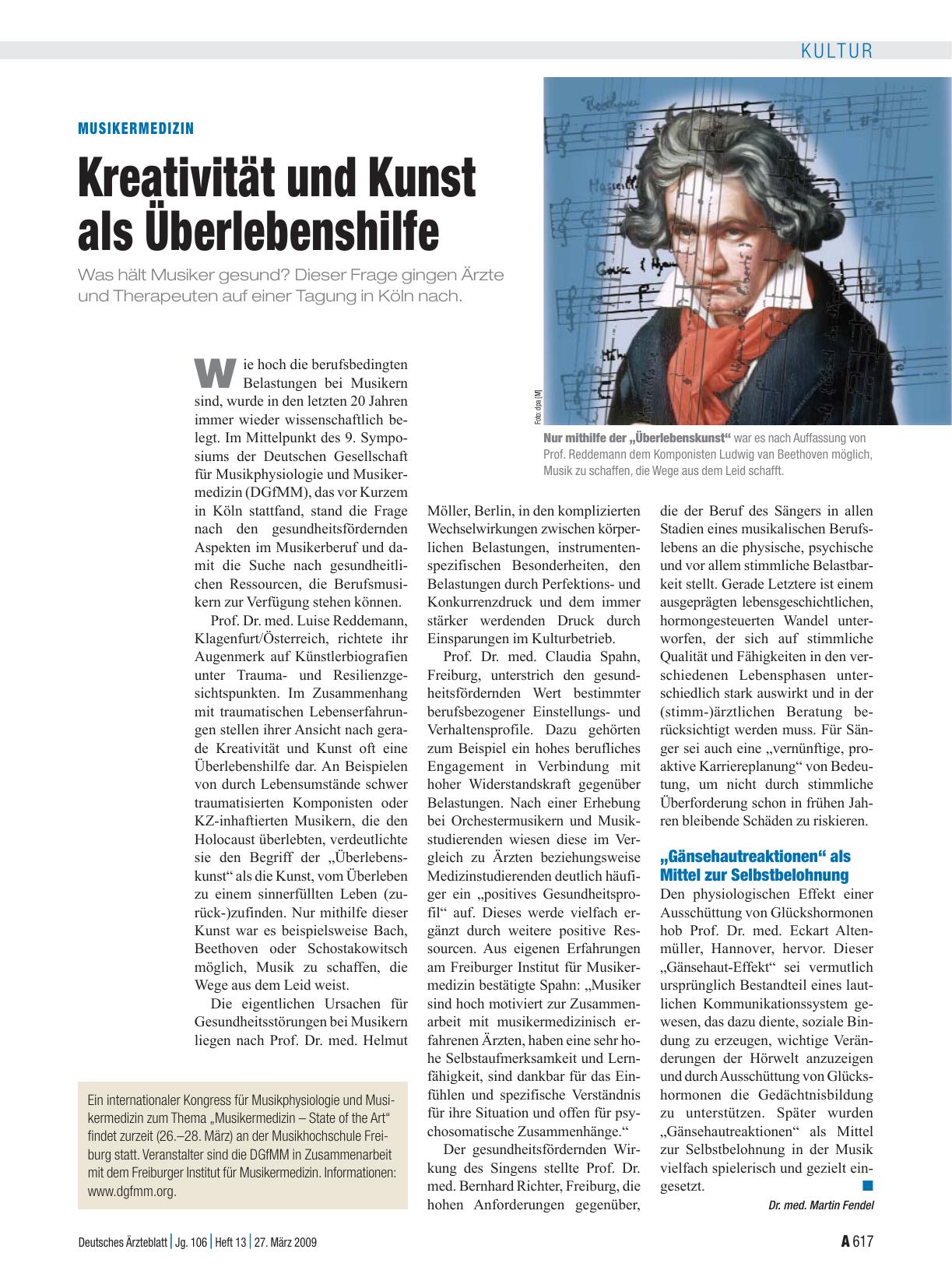 Vorschauseite 1: Musikermedizin: Kreativität und Kunst als Überlebenshilfe