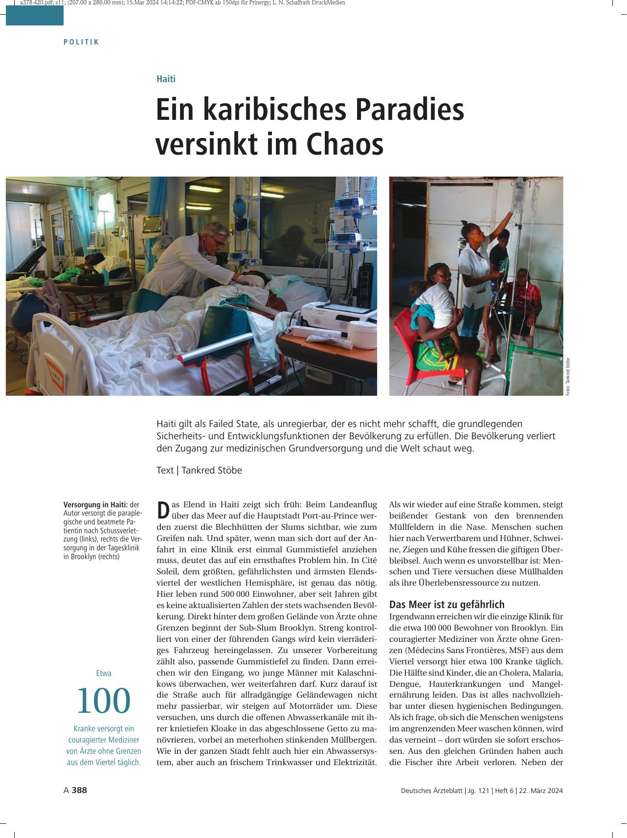 Vorschauseite 1: Haiti: Ein karibisches Paradies versinkt im Chaos