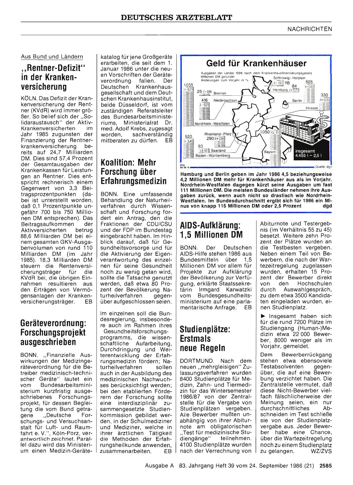 Vorschauseite 1: „Rentner-Defizit'' in der Krankenversicherung