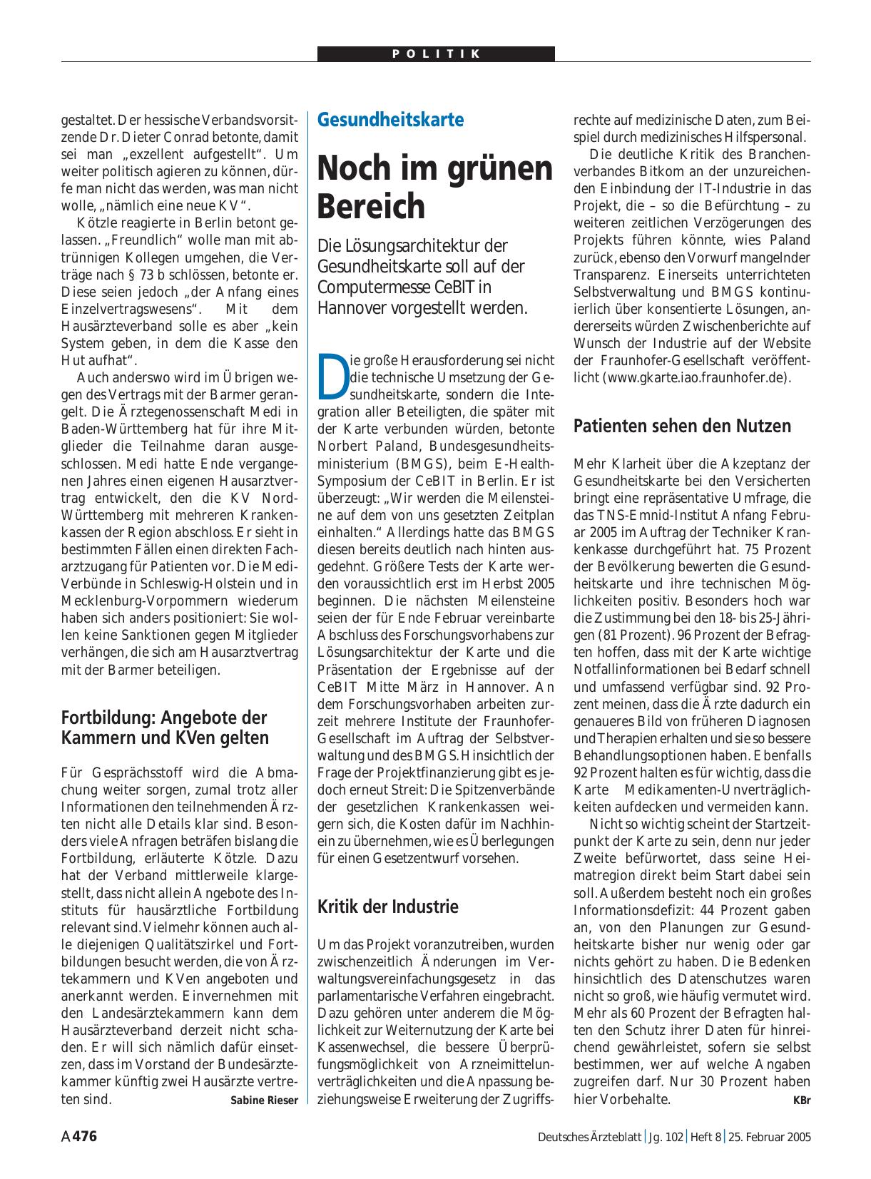 Vorschauseite 1: Gesundheitskarte: Noch im grünen Bereich