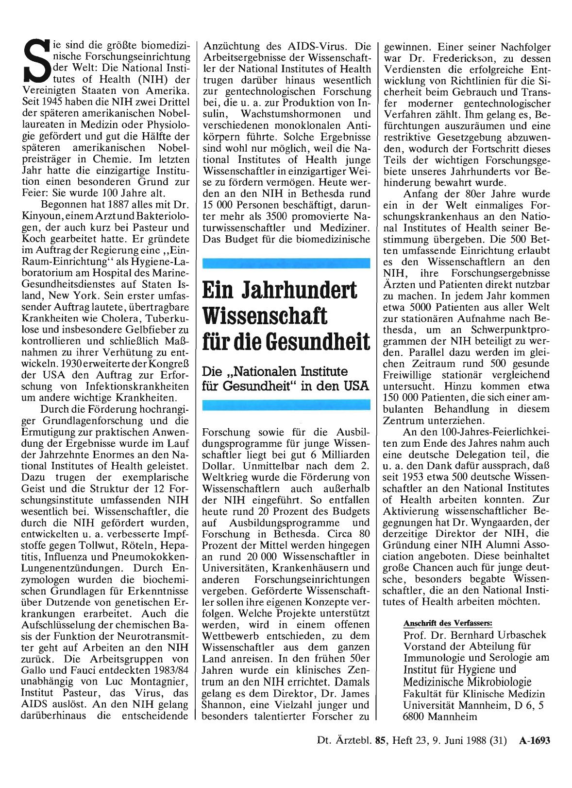 Vorschauseite 1: Ein Jahrhundert Wissenschaft für die Gesundheit