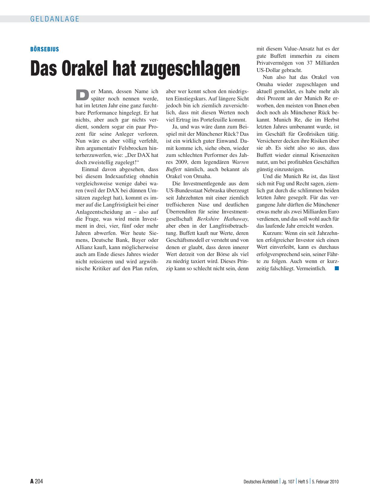 Vorschauseite 1: Börsebius: Das Orakel hat zugeschlagen