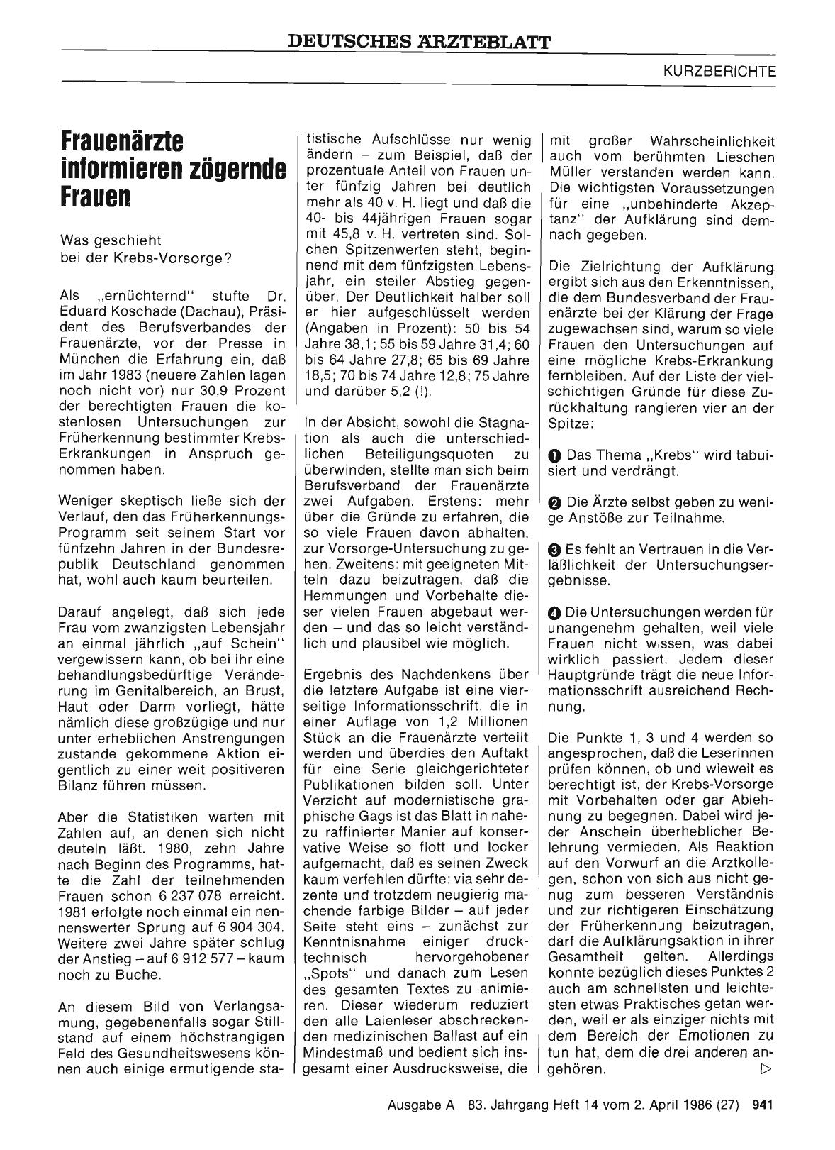 Vorschauseite 1: Frauenärzte informieren zögernde Frauen