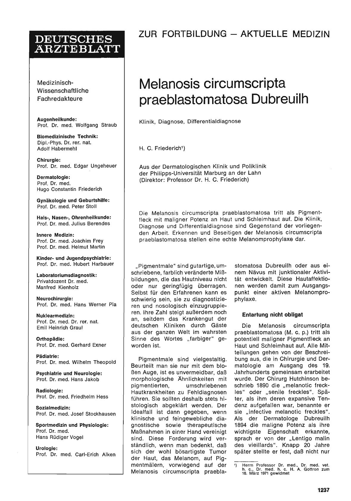 Vorschauseite 1: Melanosis circumscripta praeblastomatosa Dubreuilh