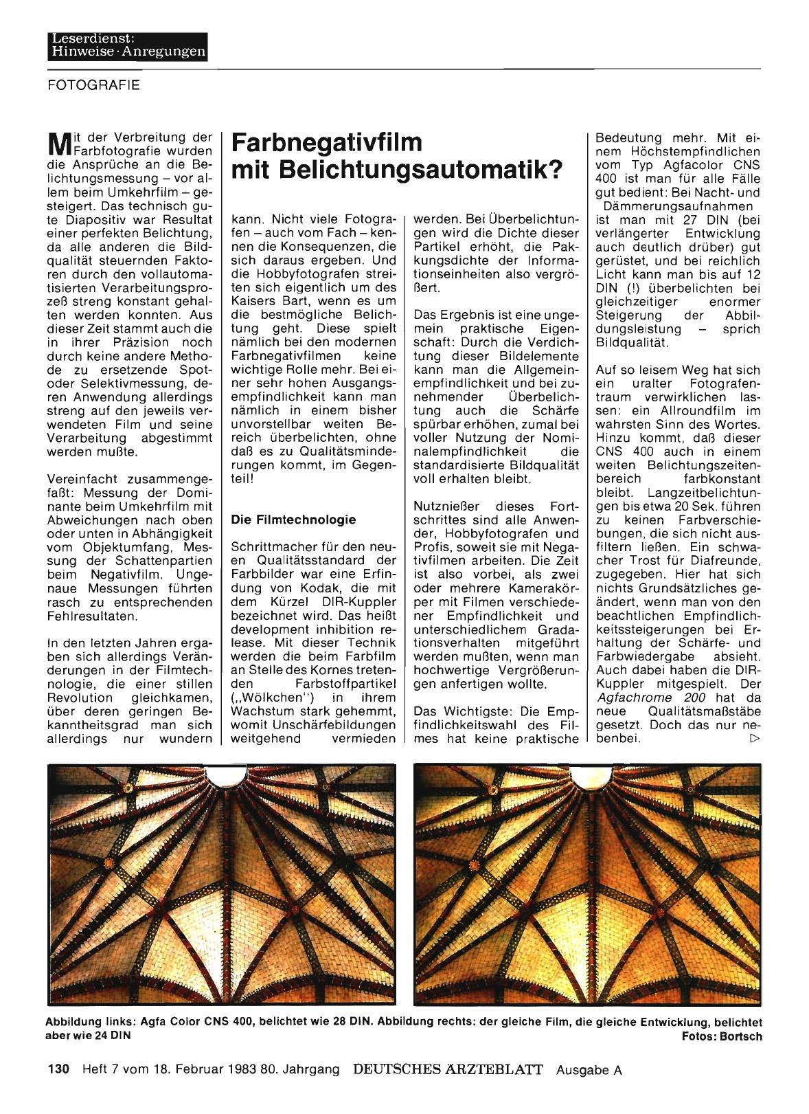 Vorschauseite 1: Farbnegativfilm mit Belichtungsautomatik?