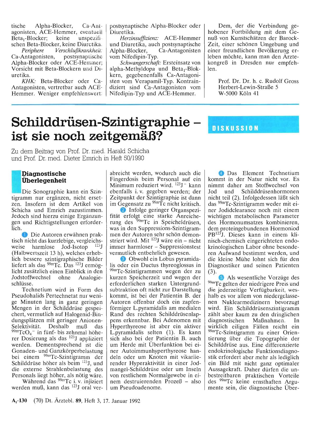 Vorschauseite 1: Schilddrüsen-Szintigraphie ist sie noch zeitgemäß? : Diagnostische Überlegenheit