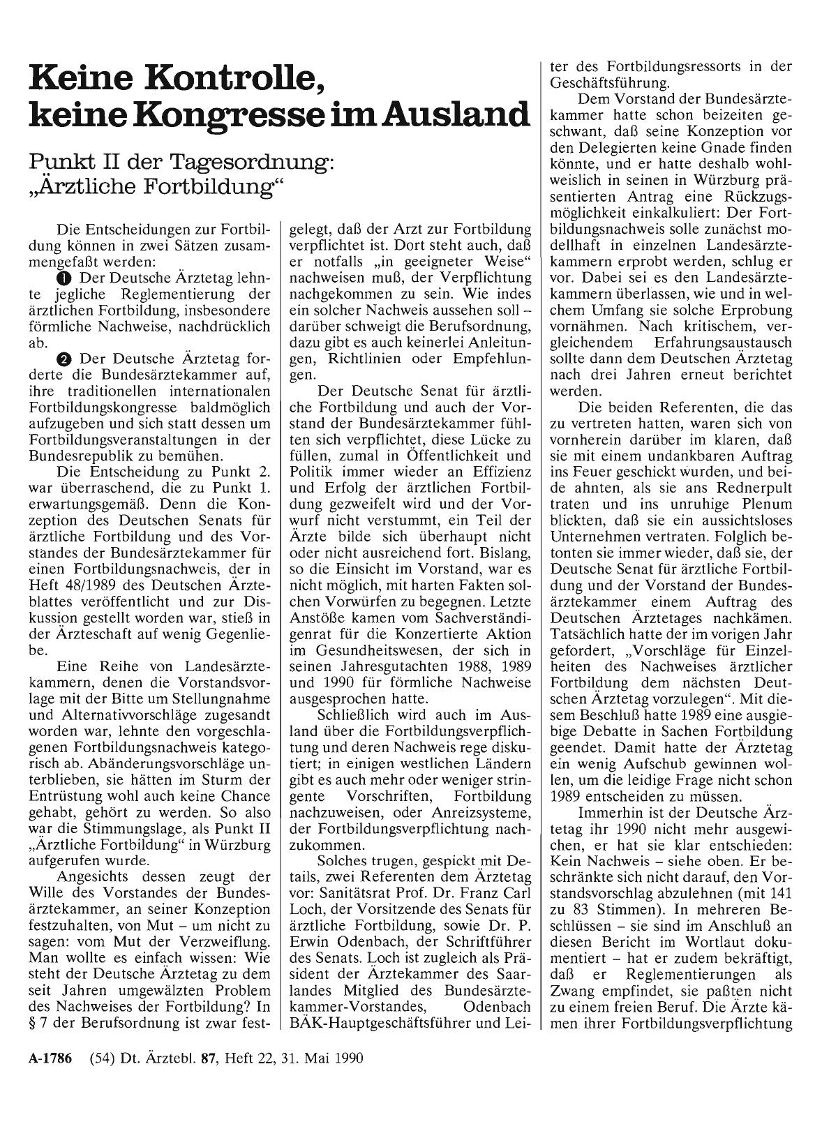 Vorschauseite 1: Keine Kontrolle, keine Kongresse im Ausland