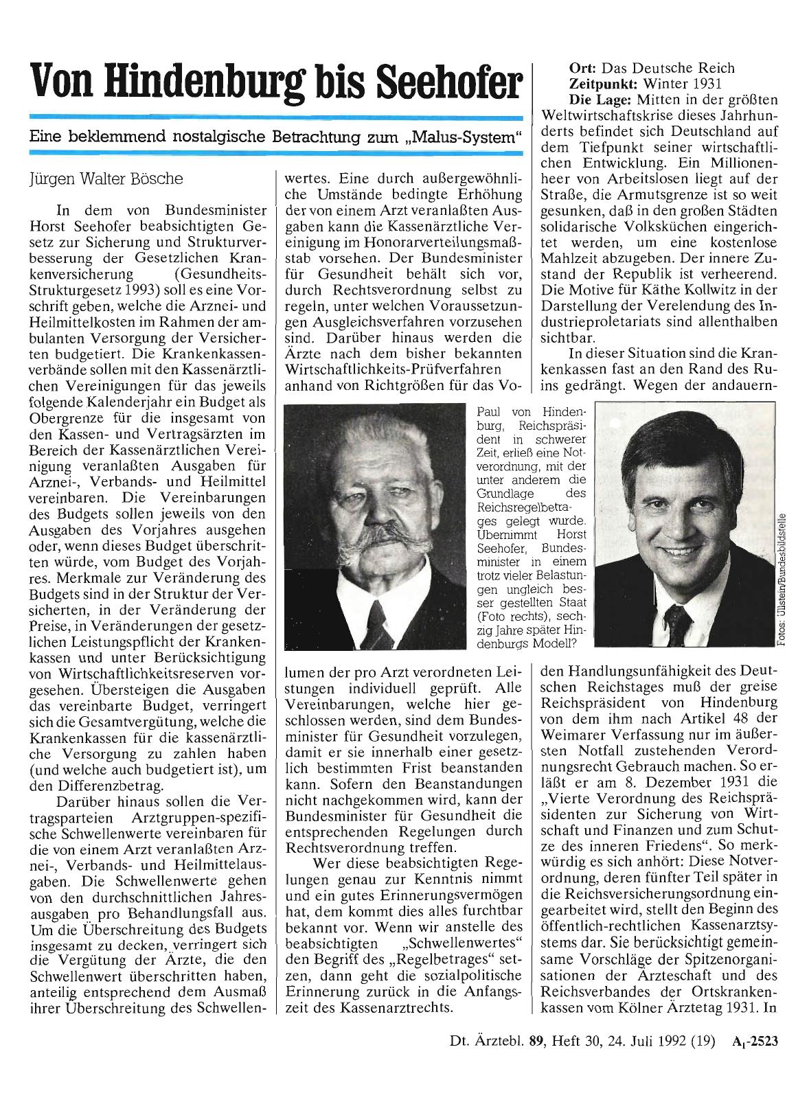 Vorschauseite 1: Von Hindenburg bis Seehofer