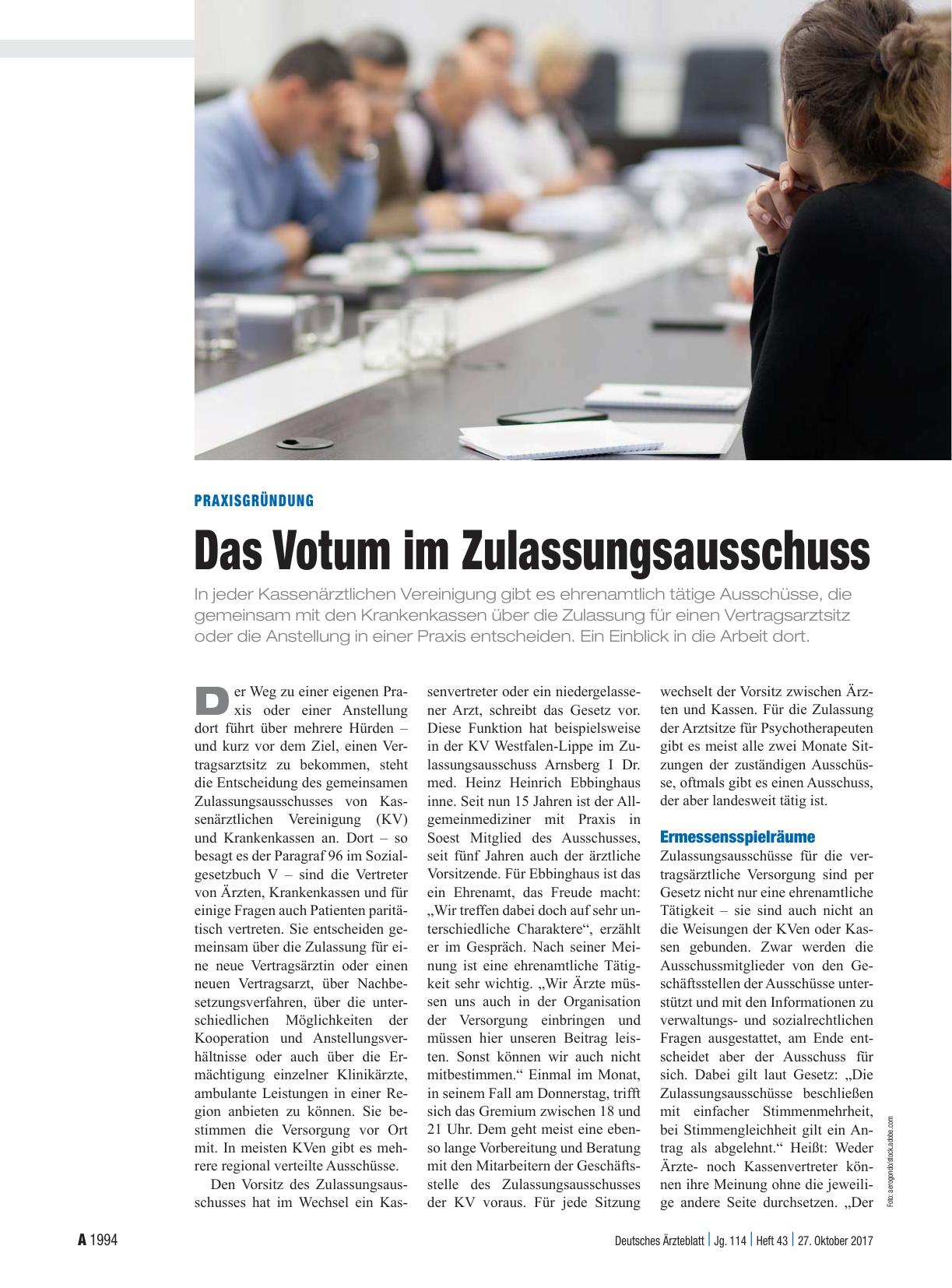 Vorschauseite 1: Praxisgründung: Das Votum im Zulassungsausschuss