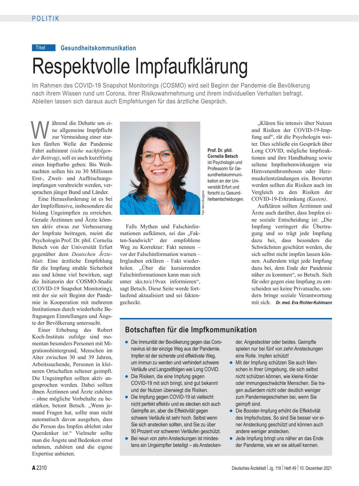 Vorschauseite 1: Gesundheitskommunikation: Respektvolle Impfaufklärung