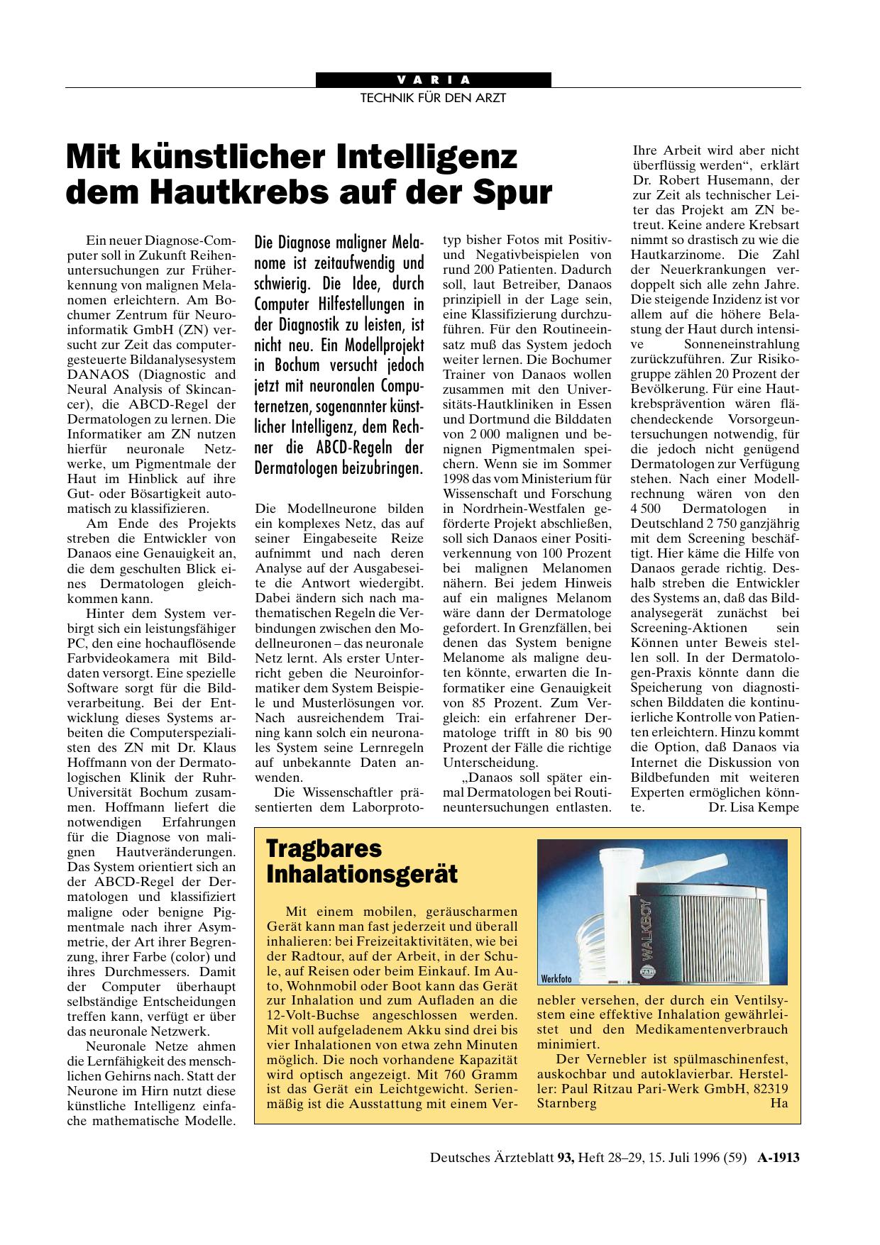 Vorschauseite 1: Mit künstlicher Intelligenz dem Hautkrebs auf der Spur