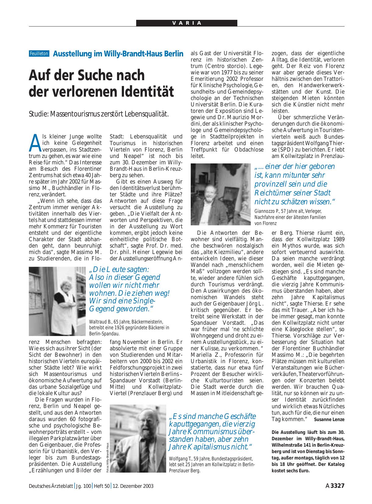 Vorschauseite 1: Ausstellung im Willy-Brandt-Haus Berlin: Auf der Suche nach der verlorenen Identität