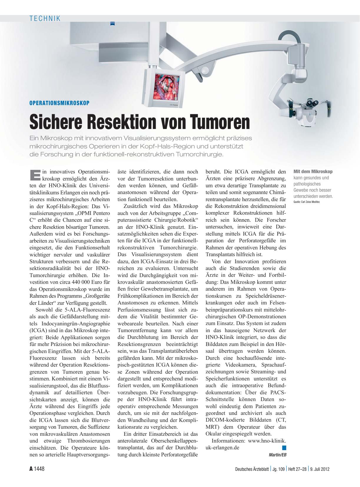 Vorschauseite 1: Operationsmikroskop: Sichere Resektion von Tumoren