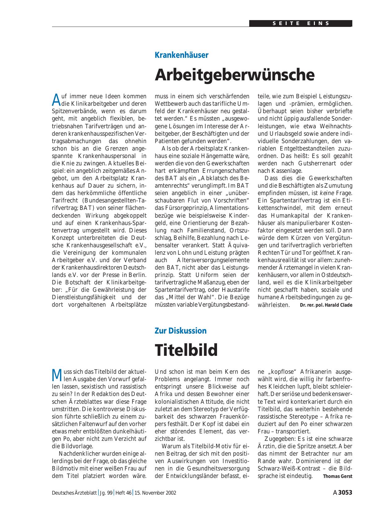 Vorschauseite 1: Zur Diskussion: Titelbild