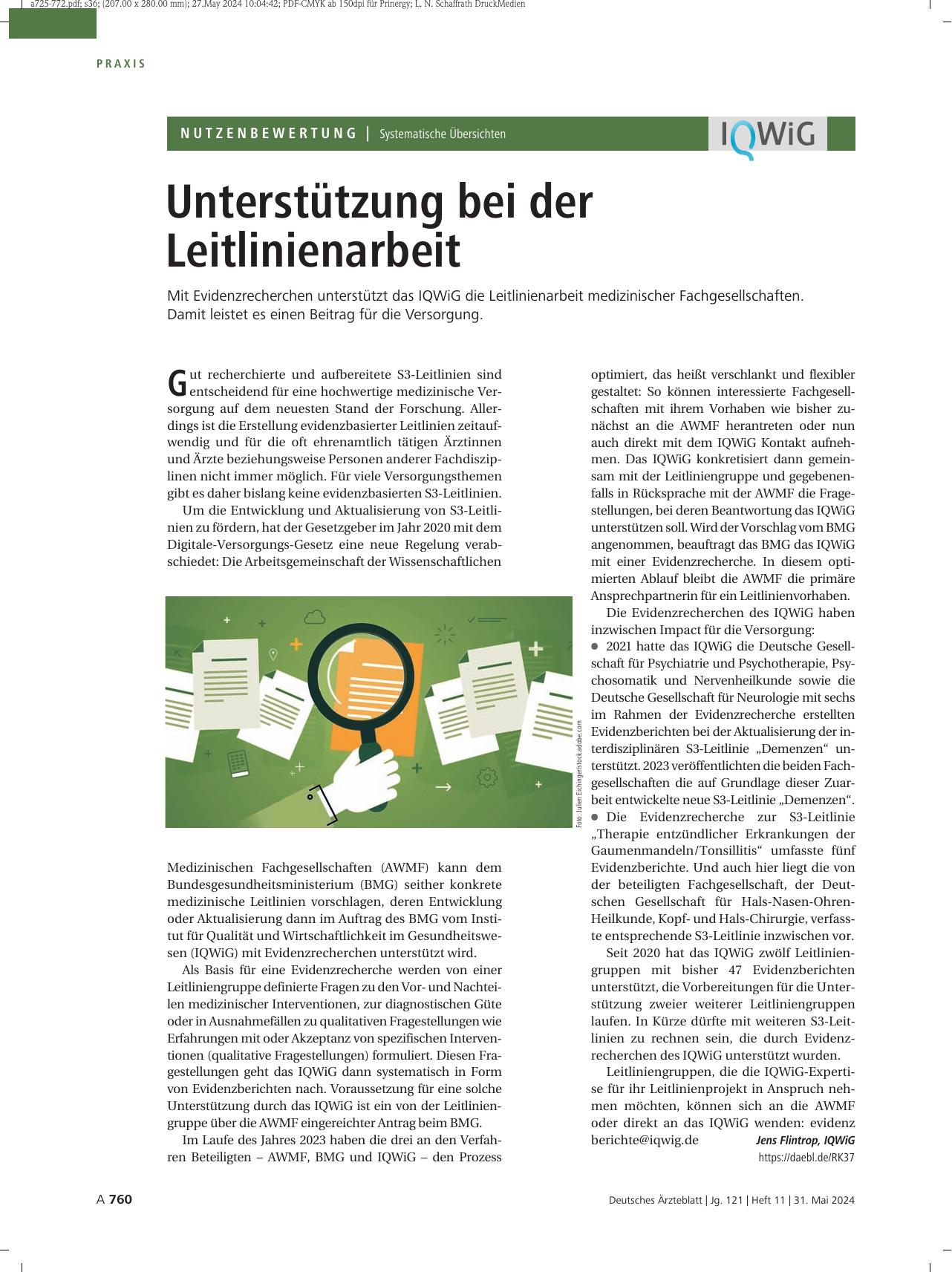 Vorschauseite 1: Systematische Übersichten: Unterstützung bei der Leitlinienarbeit