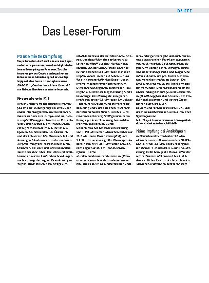Vorschauseite 1: Pandemiebekämpfung: Besser als sein Ruf