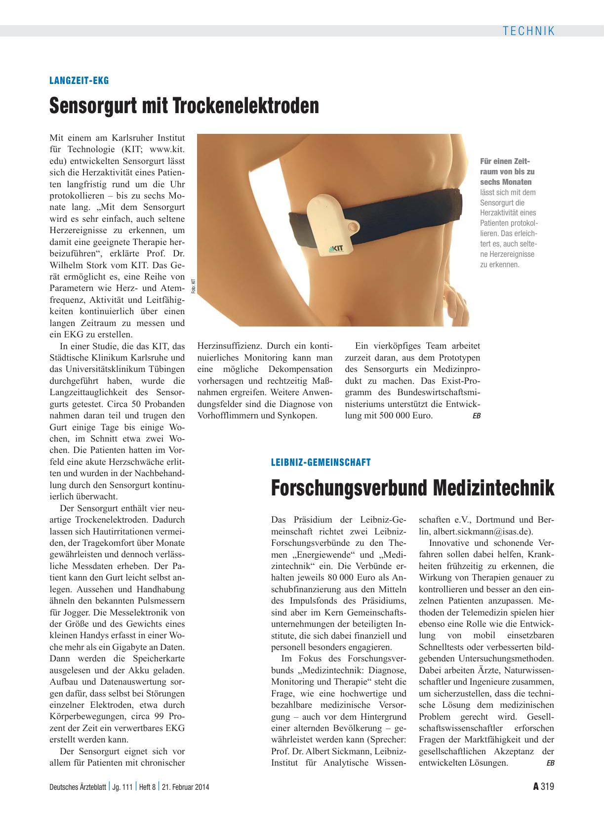 Vorschauseite 1: Langzeit-EKG: Sensorgurt mit Trockenelektroden