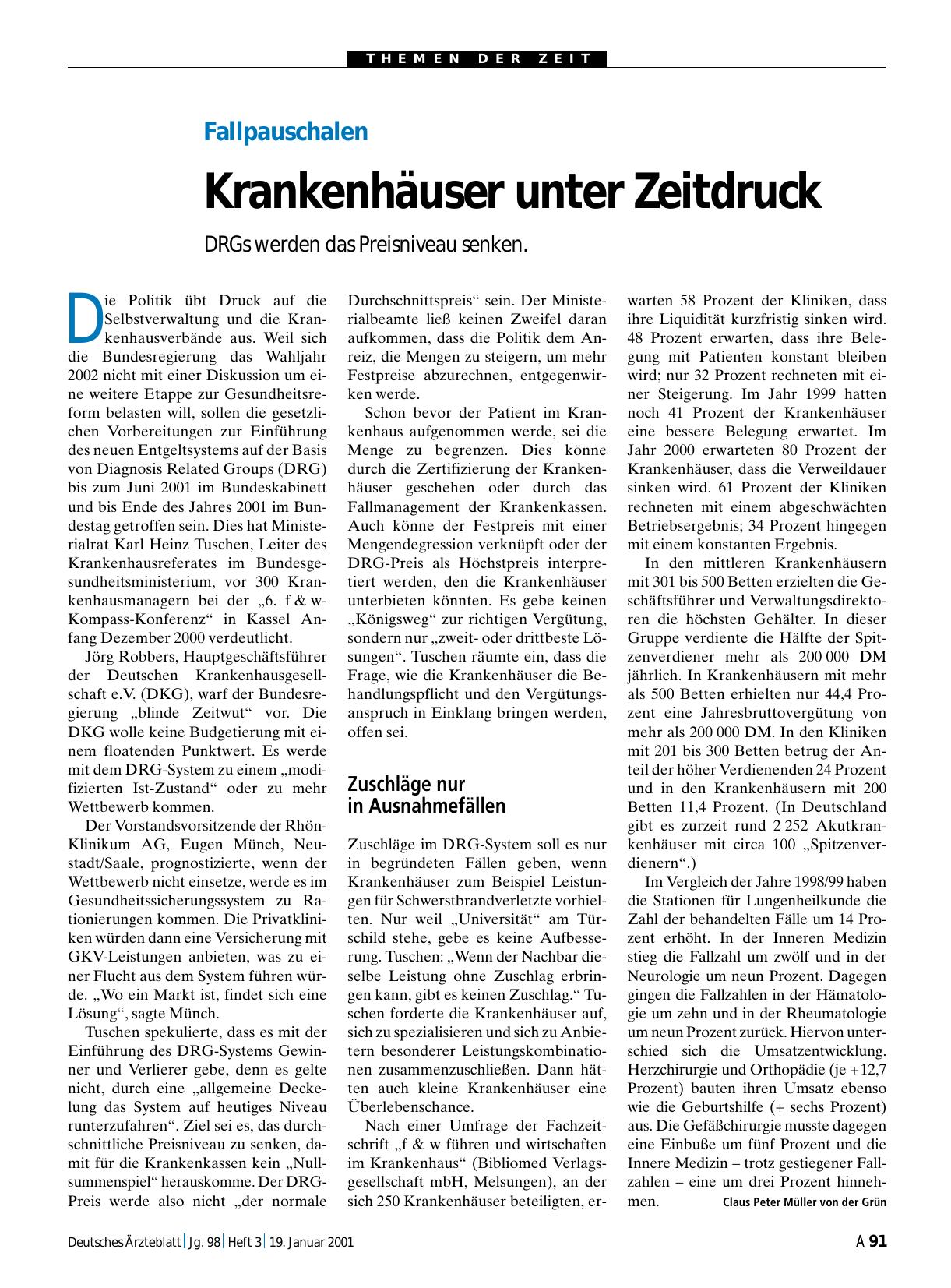 Vorschauseite 1: Fallpauschalen: Krankenhäuser unter Zeitdruck