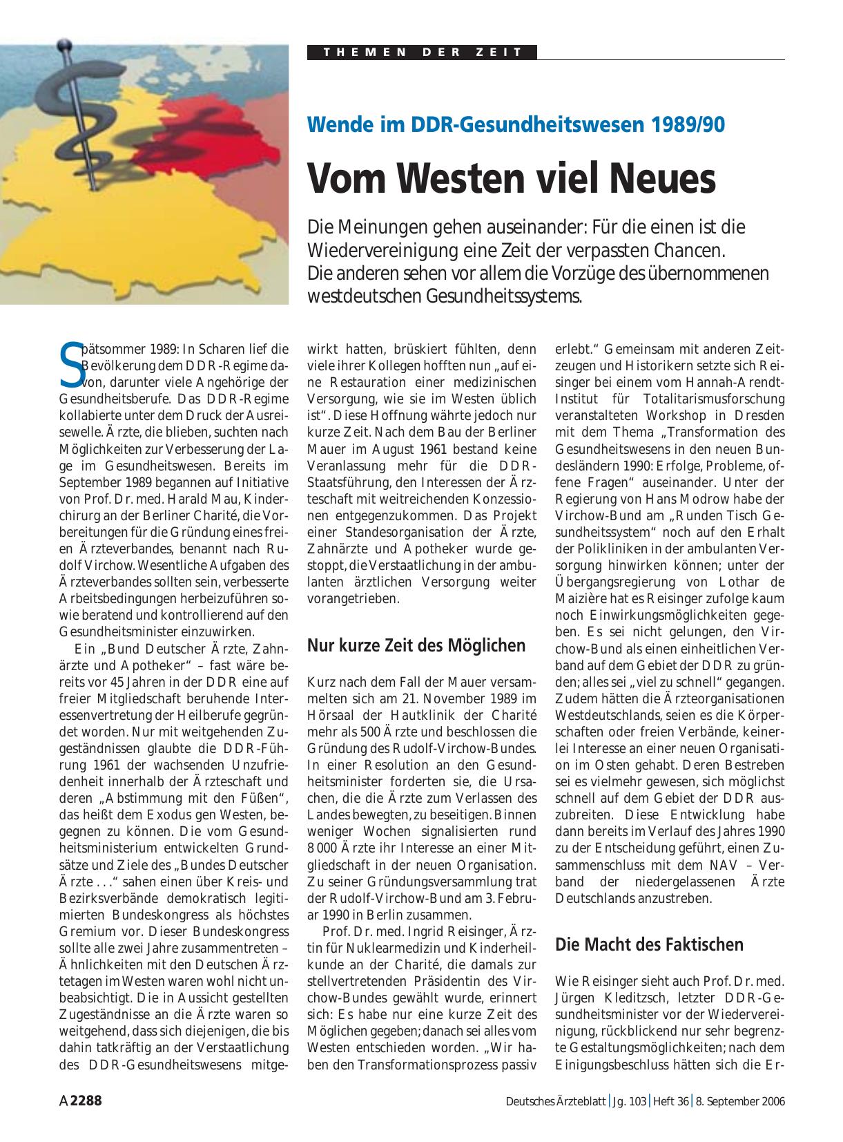 Vorschauseite 1: Wende im DDR-Gesundheitswesen 1989/90: Vom Westen viel Neues