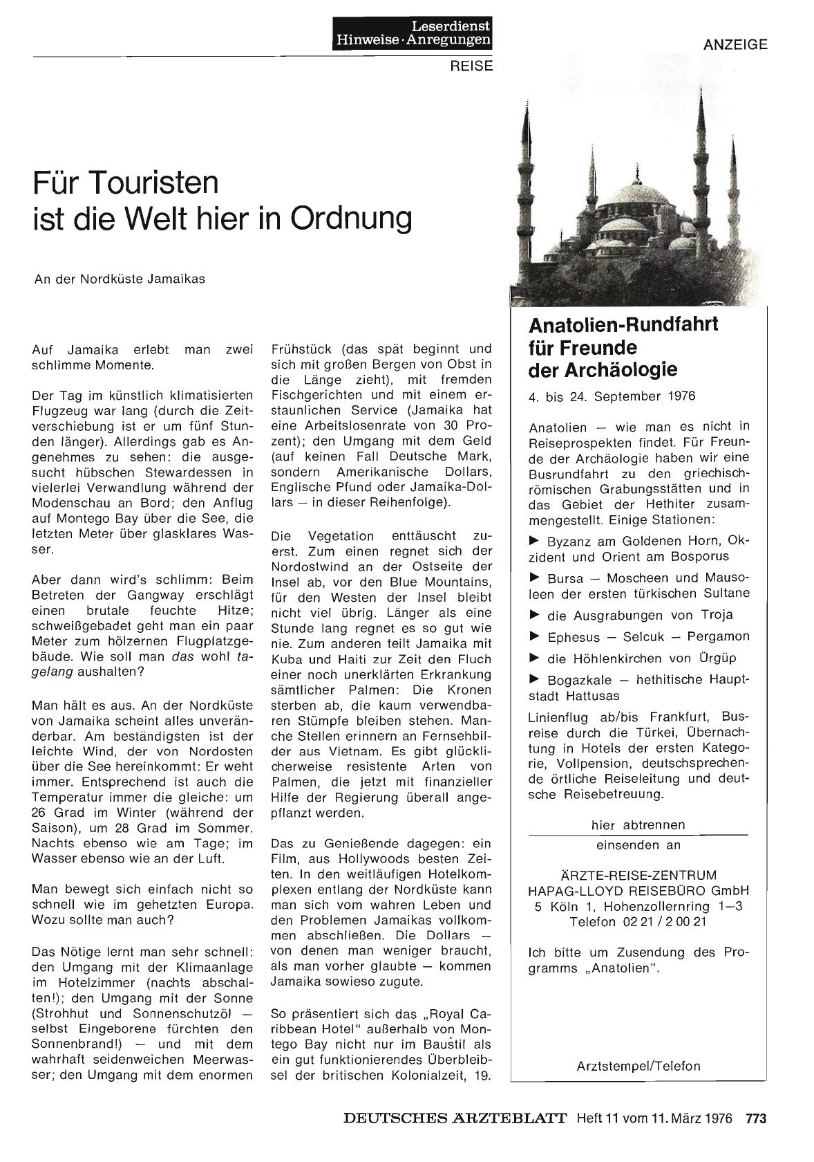 Vorschauseite 1: Für Touristen ist die Welt heir in Ordnung