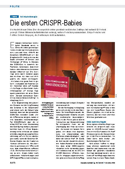 Vorschauseite 1: Keimbahntherapie: Die ersten CRISPR-Babies