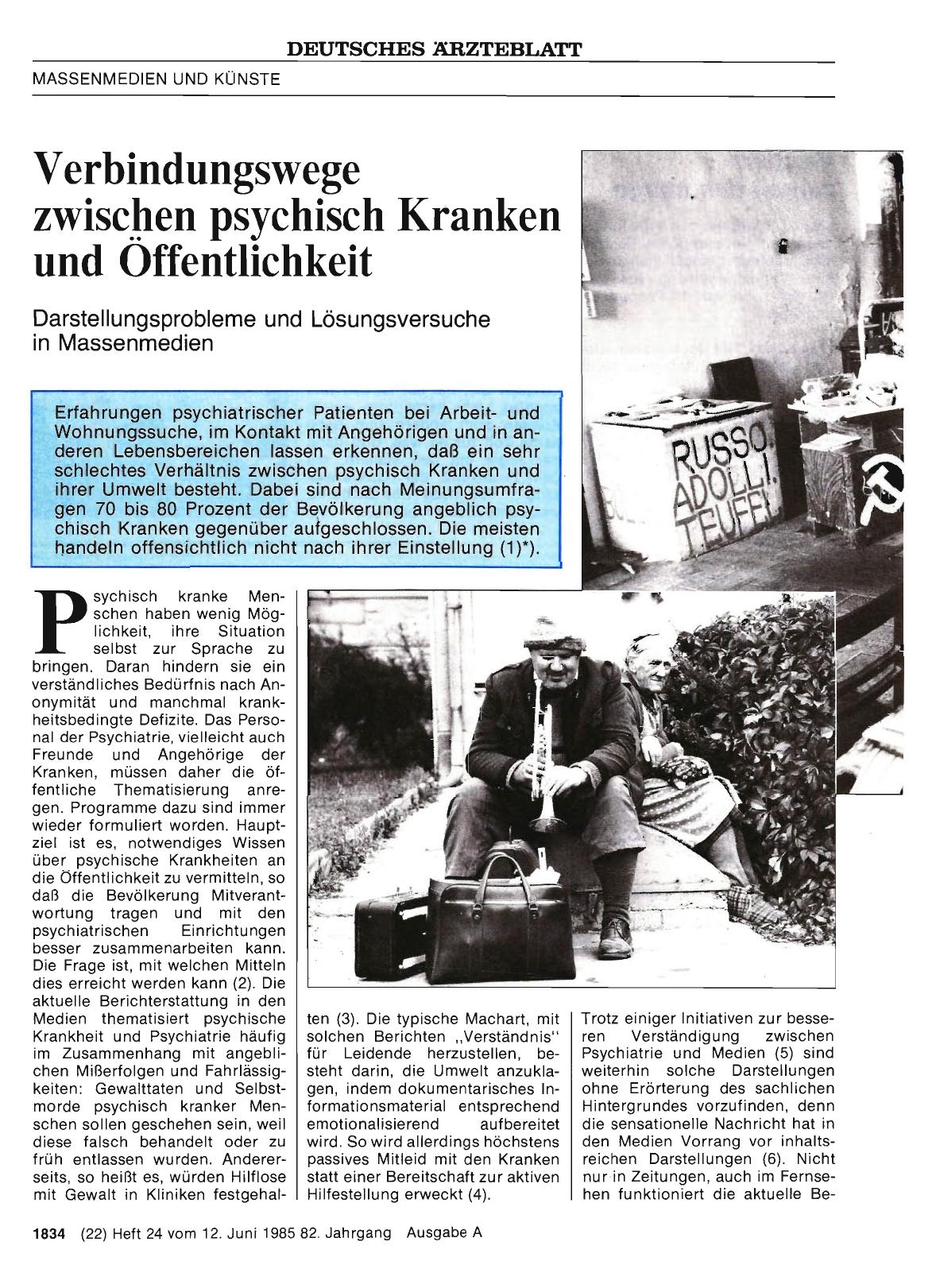 Vorschauseite 1: Verbindungswege zwischen psychisch Kranken und Öffentlichkeit: Darstellungsprobleme und Lösungsversuche in Massenmedien