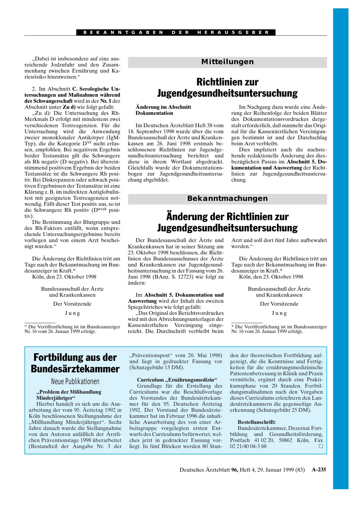 Vorschauseite 1: Fortbildung aus der Bundesärztekammer