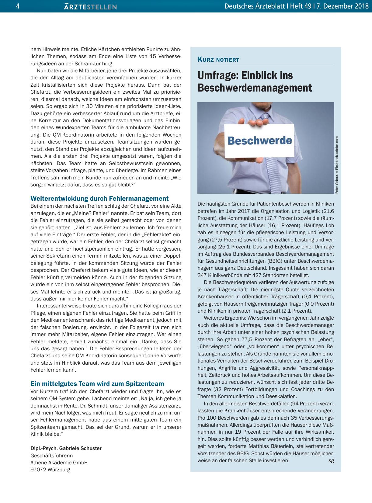 Vorschauseite 1: Umfrage: Einblick ins Beschwerdemanagement