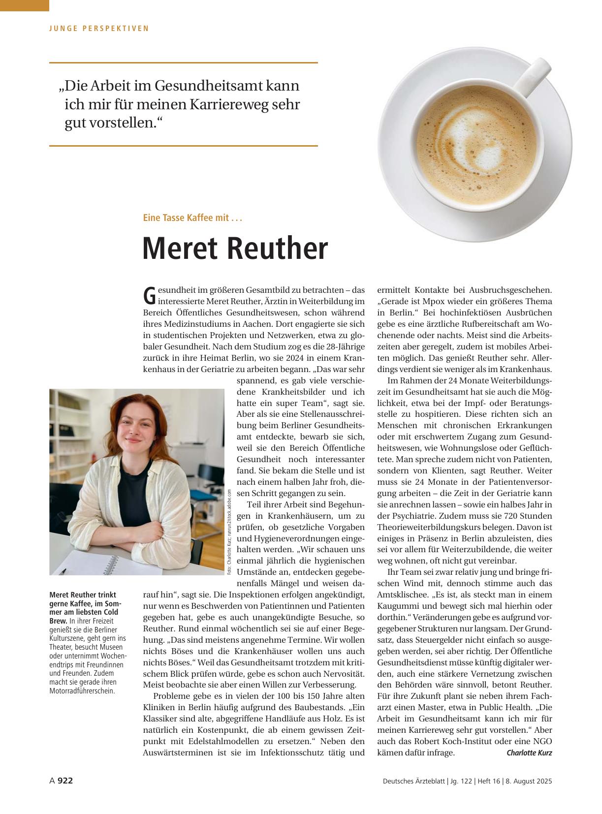 Vorschauseite 1: Eine Tasse Kaffee mit. .. Meret Reuther