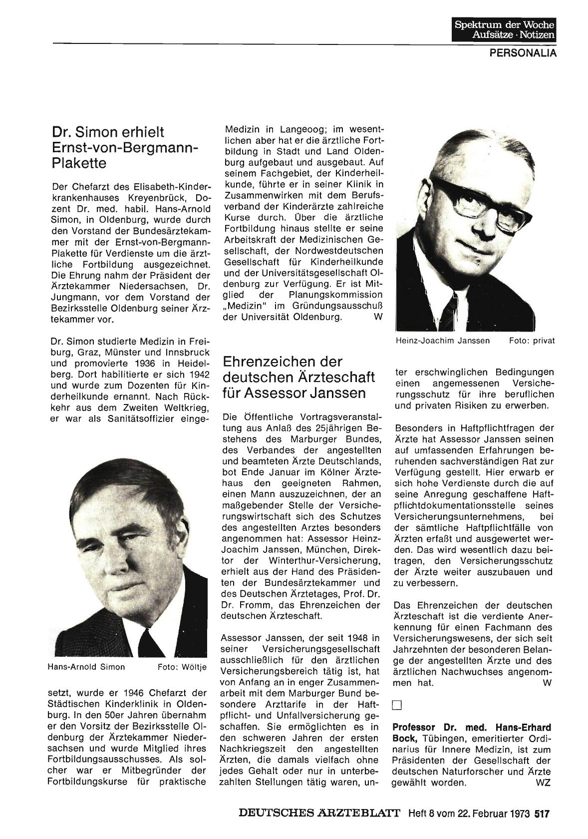 Vorschauseite 1: Professor Dr. med. Hans-Erhard Bock