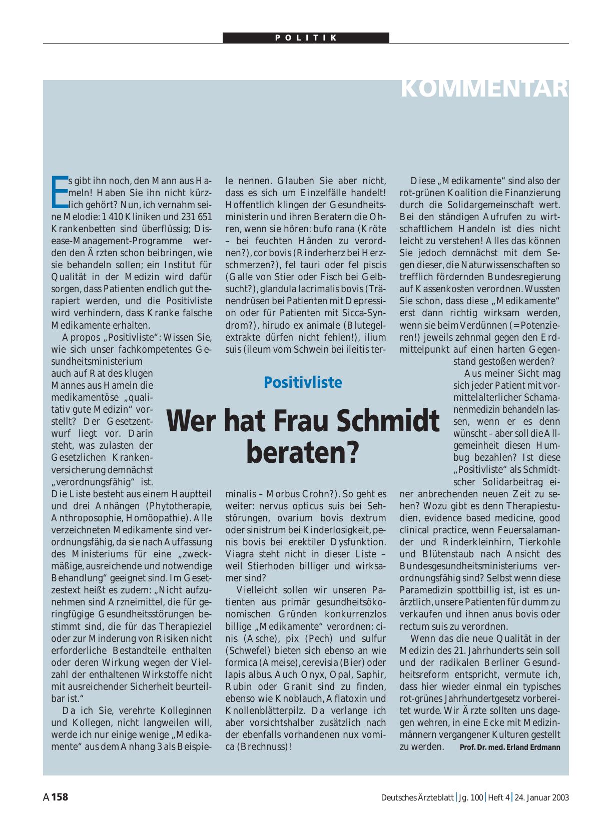 Vorschauseite 1: Positivliste: Wer hat Frau Schmidt beraten?