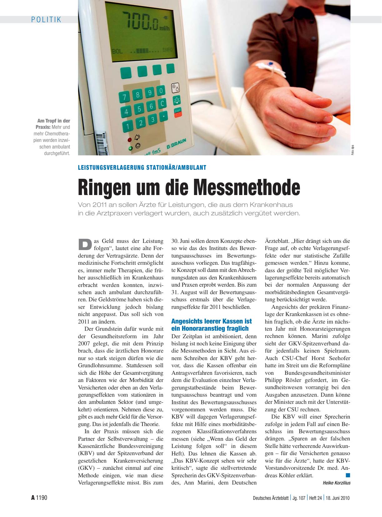 Vorschauseite 1: Leistungsverlagerung stationär/ambulant: Ringen um die Messmethode