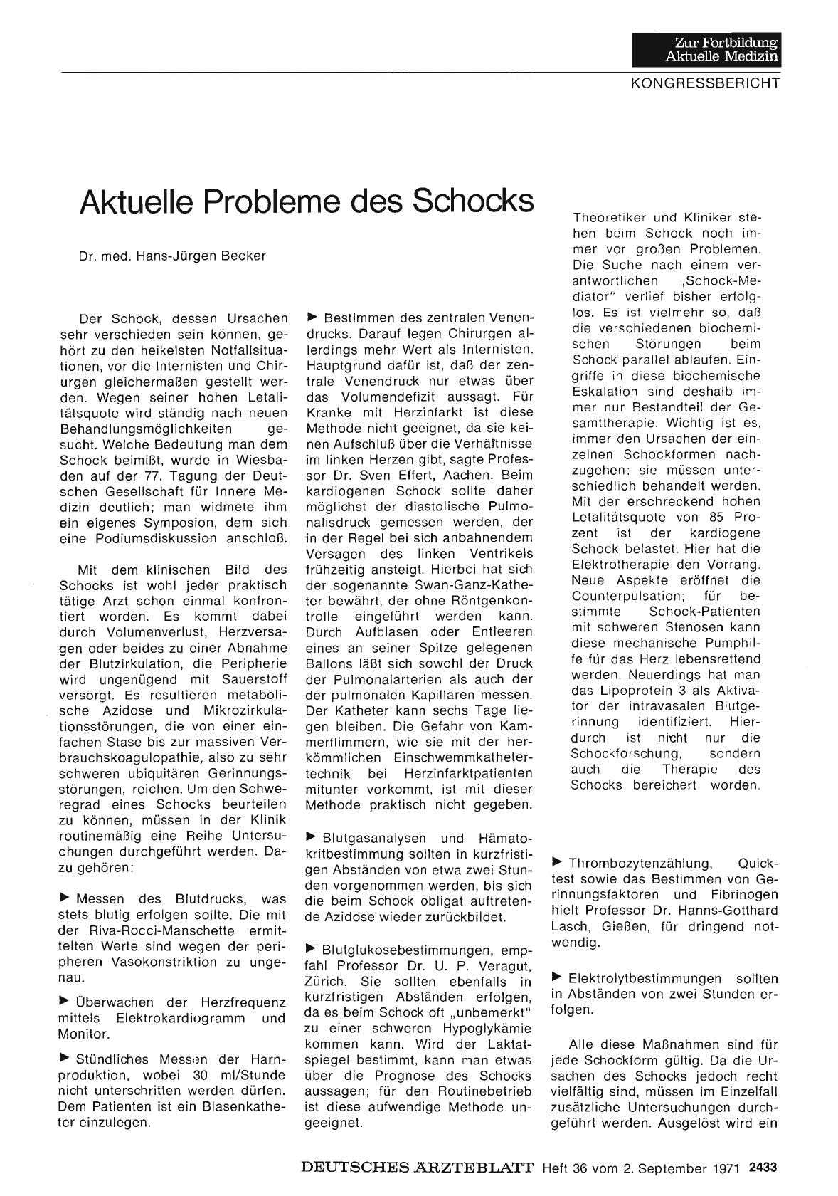 Vorschauseite 1: Aktuelle Probleme des Schocks