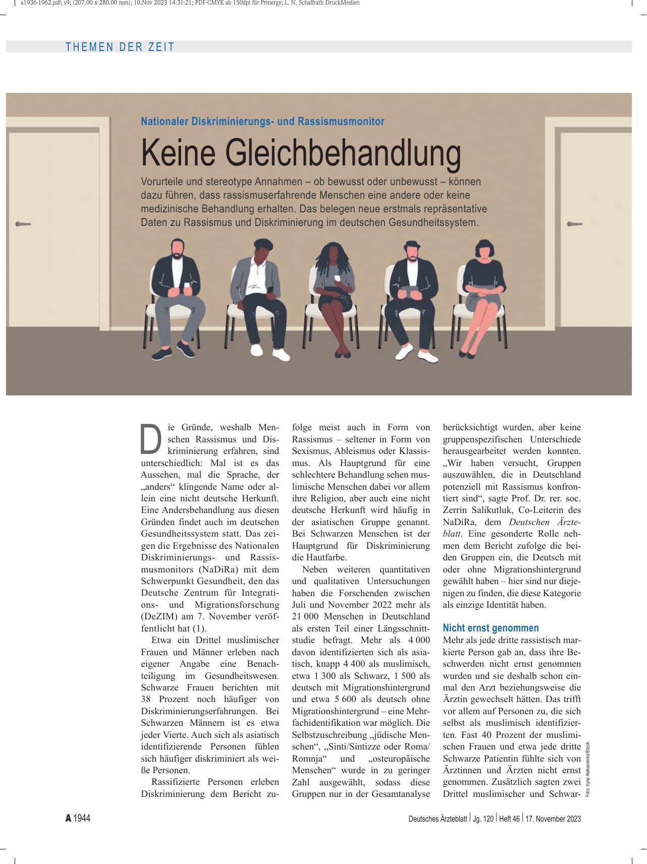 Vorschauseite 1: Nationaler Diskriminierungsund Rassismusmonitor: Keine Gleichbehandlung