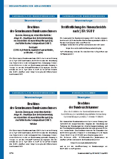 Vorschauseite 1: Beschluss des Gemeinsamen Bundesausschusses über eine Änderung der Arzneimittel-Richtlinie: Anlage XII – Vutrisiran