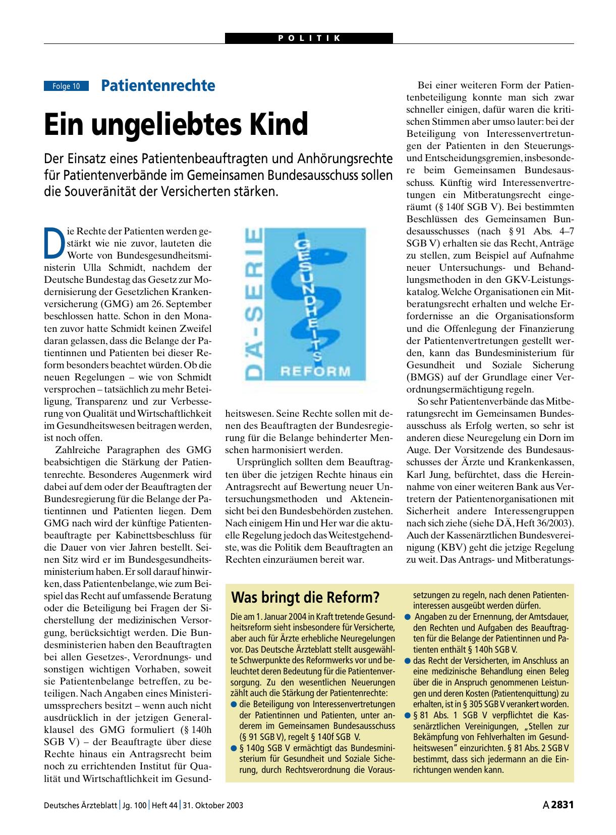 Vorschauseite 1: Patientenrechte: Ein ungeliebtes Kind (Folge 10)