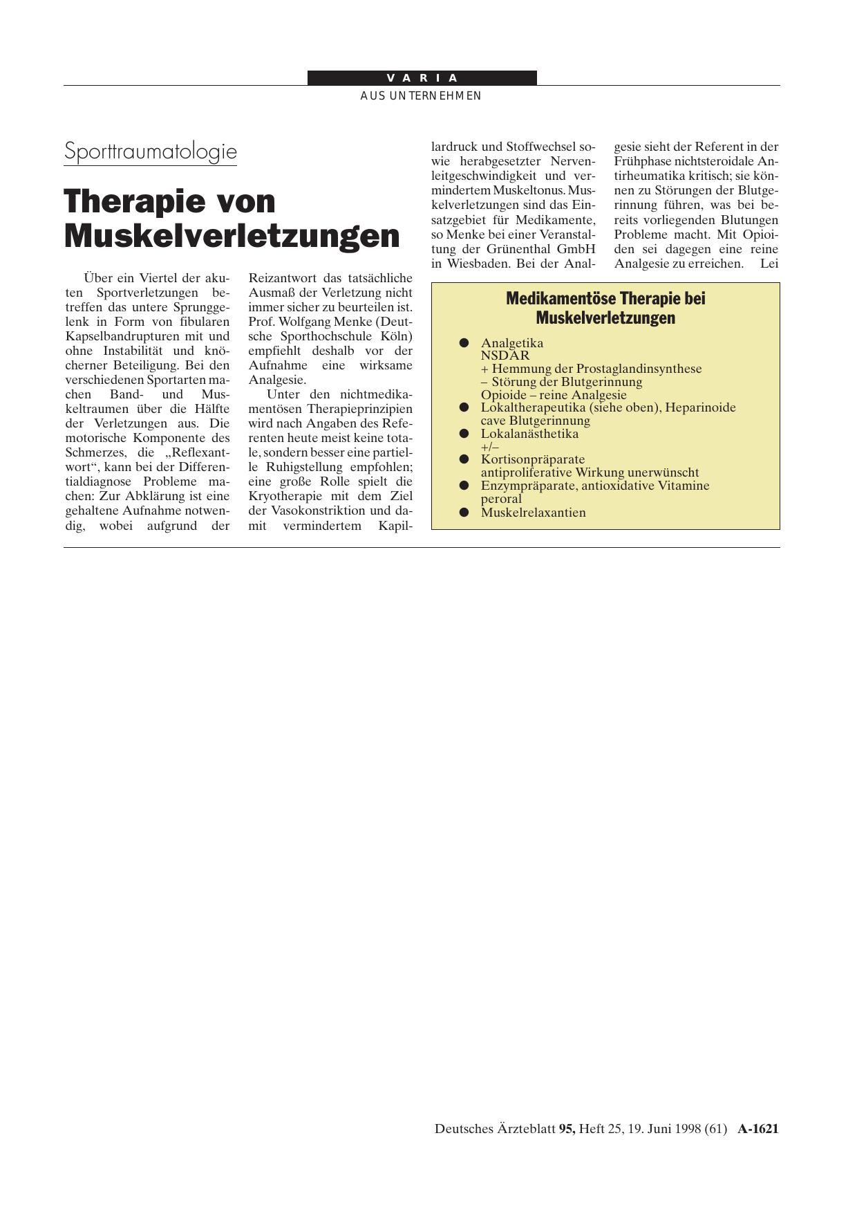 Vorschauseite 1: Sporttraumatologie: Therapie von Muskelverletzungen