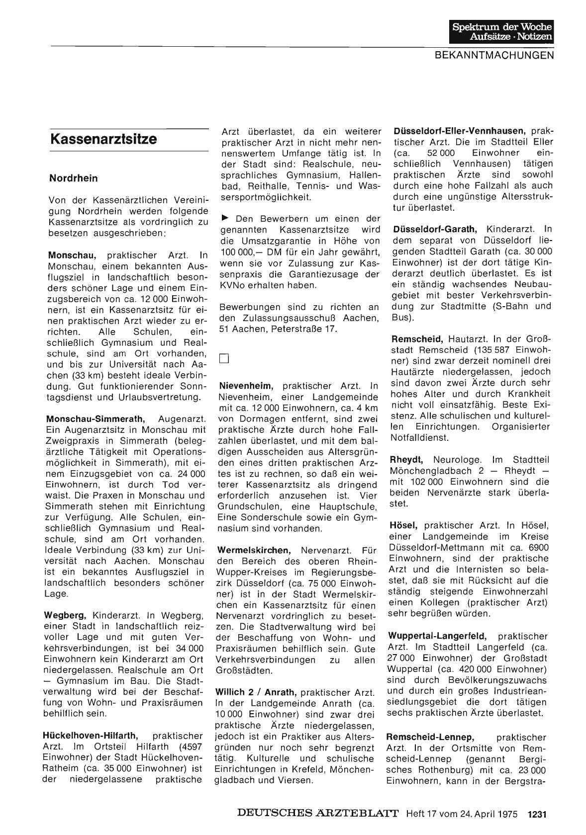 Vorschauseite 1: Kassenarztsitze