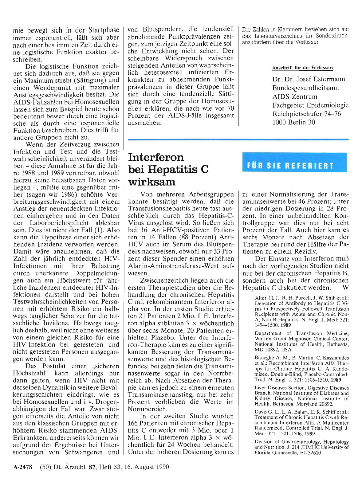 Vorschauseite 1: Interferon bei Hepatitis C wirksam