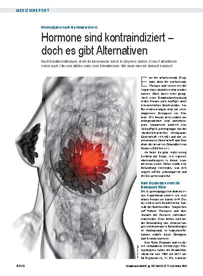 Vorschauseite 1: Wechseljahre nach Mammakarzinom: Hormone sind kontraindiziert – doch es gibt Alternativen