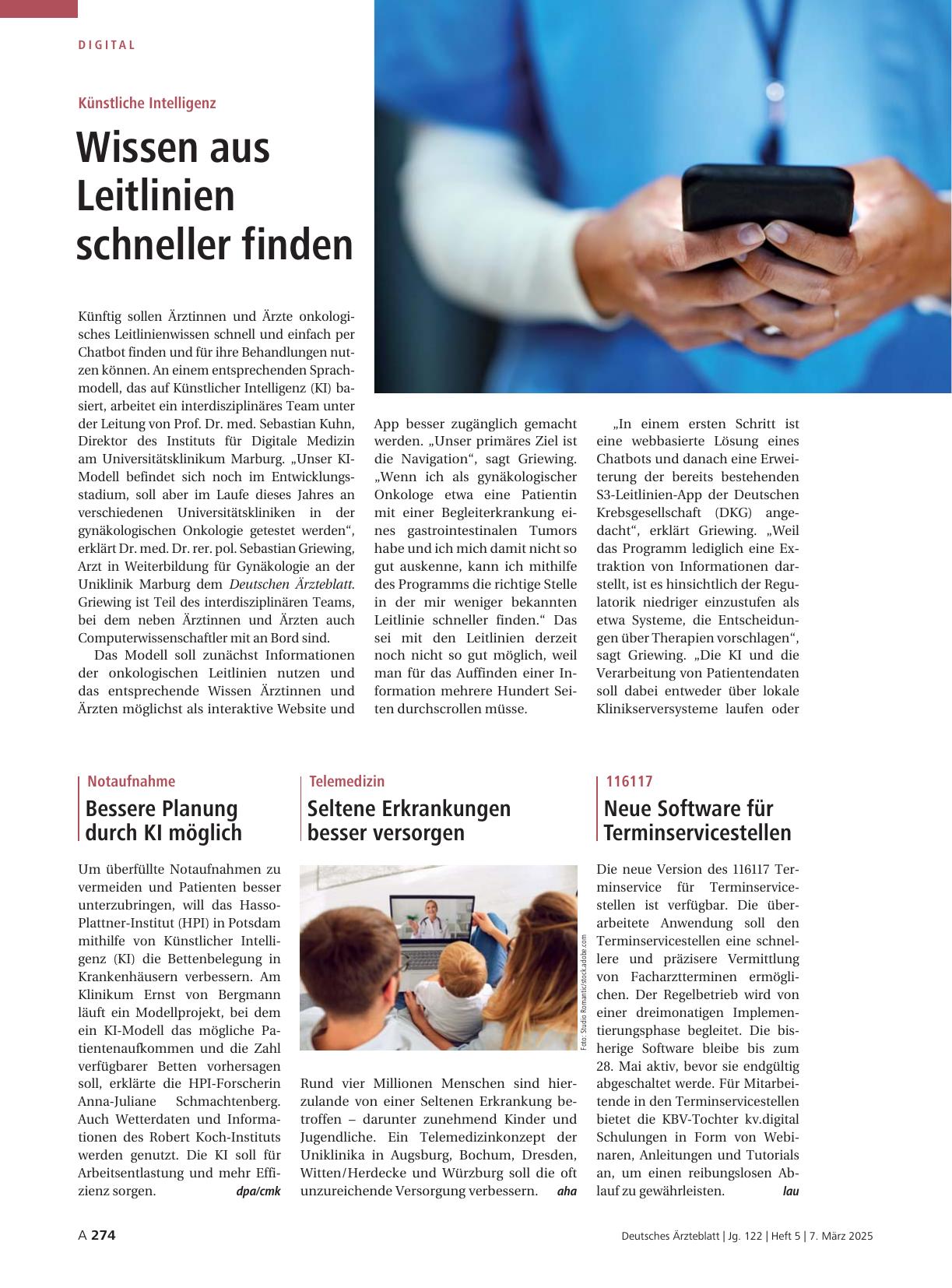 Vorschauseite 1: Telemedizin: Seltene Erkrankungen besser versorgen
