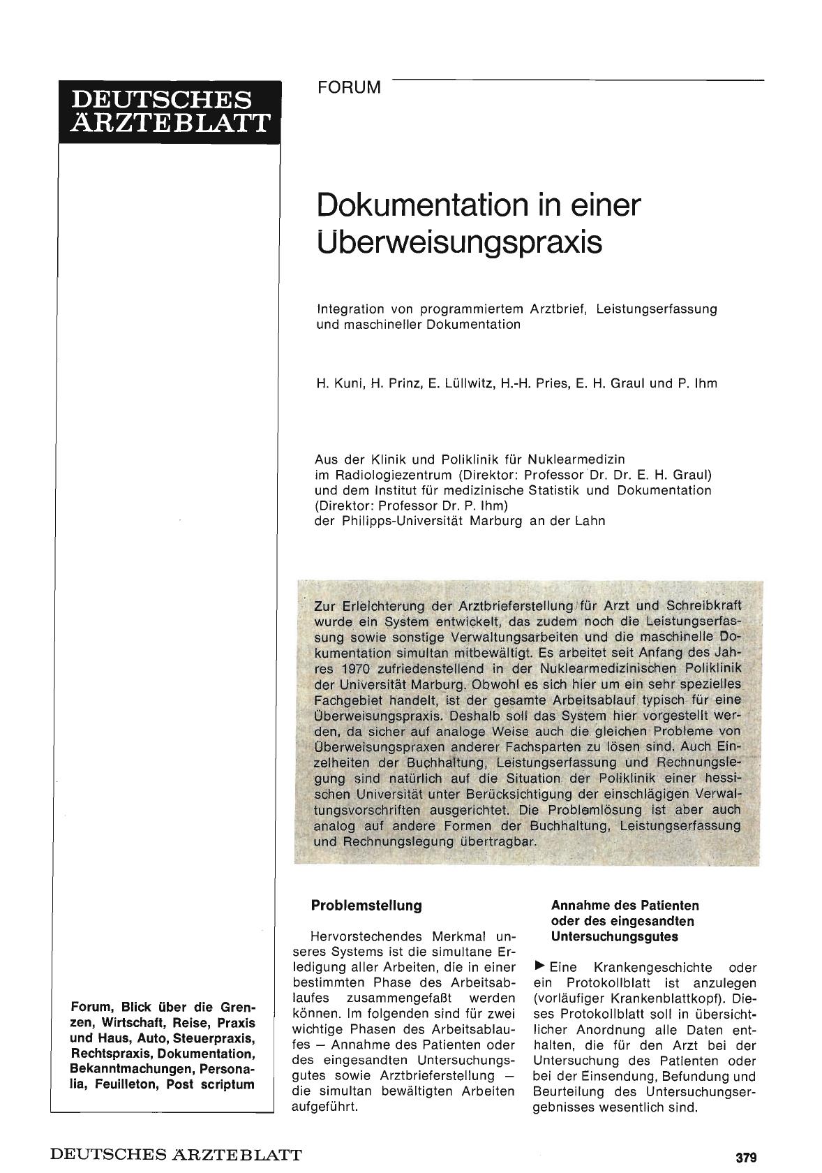 Vorschauseite 1: Dokumentation in einer Überweisungspraxis