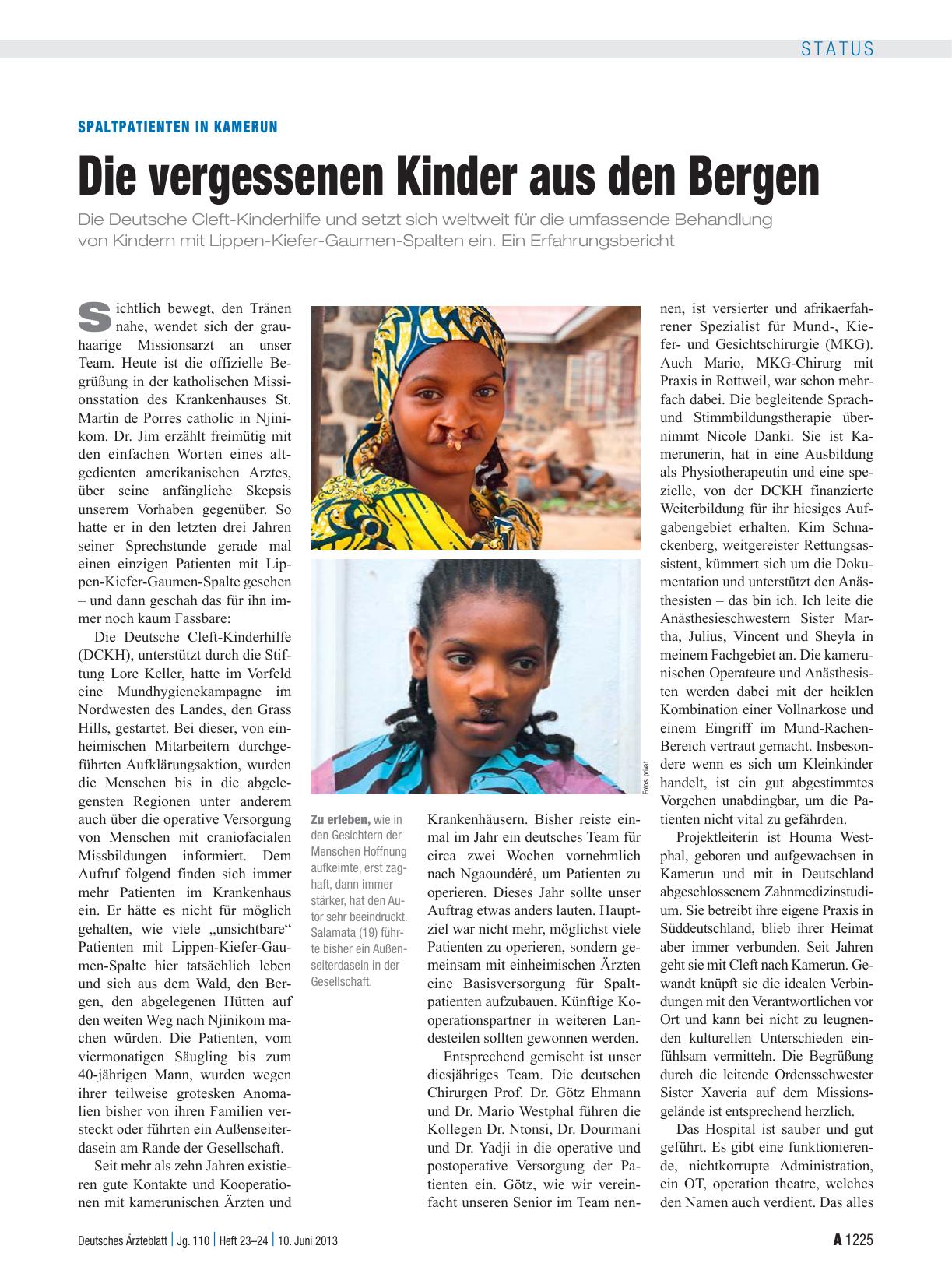 Vorschauseite 1: Spaltpatienten in Kamerun: Die vergessenen Kinder aus den Bergen