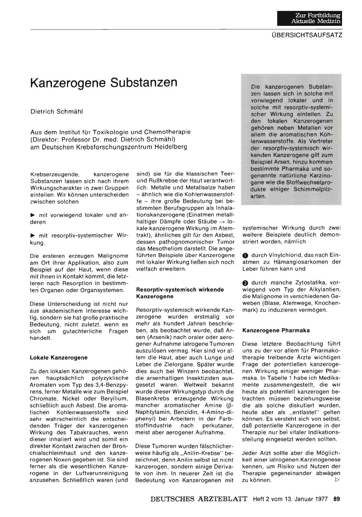 Vorschauseite 1: Kanzerogene Substanzen