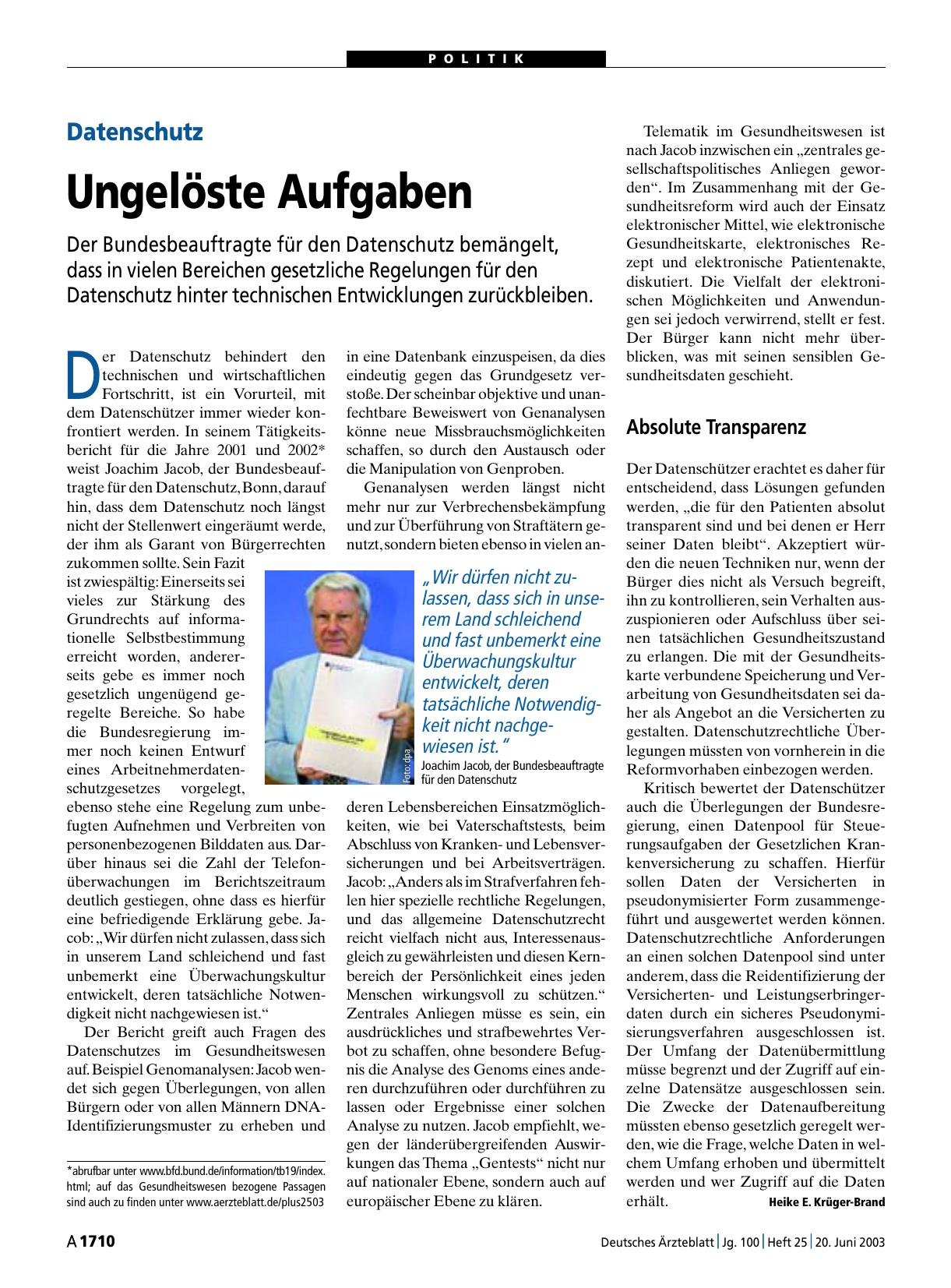 Vorschauseite 1: Datenschutz: Ungelöste Aufgaben