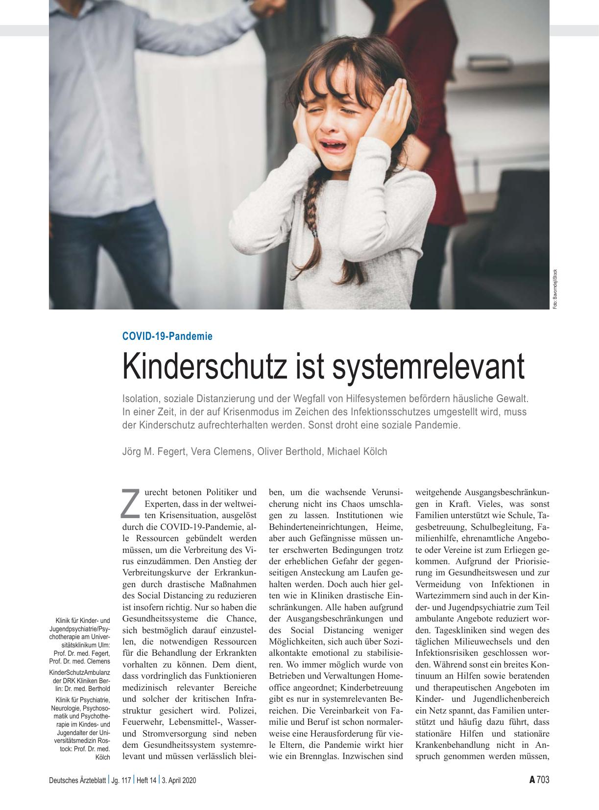 Vorschauseite 1: COVID-19-Pandemie: Kinderschutz ist systemrelevant