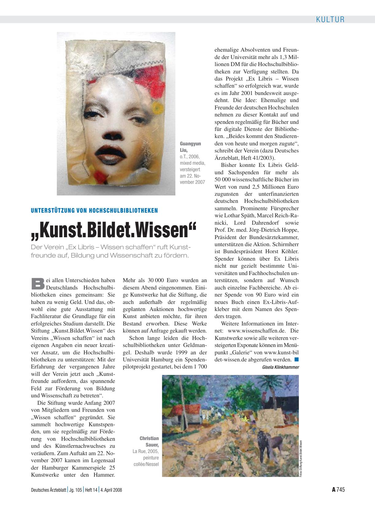 Vorschauseite 1: Unterstützung von Hochschulbibliotheken: „Kunst. Bildet. Wissen“