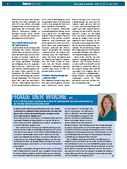 Vorschauseite 1: Frage der Woche an. .. Prof. Dr. Martina Gerken, Direktorin des Instituts für Elektrotechnik und Informationstechnik an der Christian-Albrechts-Universität zu Kiel